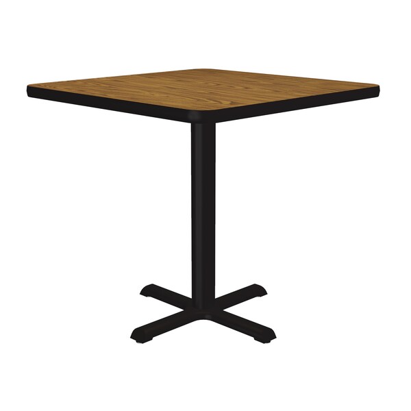 Correll Square Cafe Bistro and Breakroom Pedestal Table, High Pressure Laminate Top, Medium Oak BXT30S-06 - main